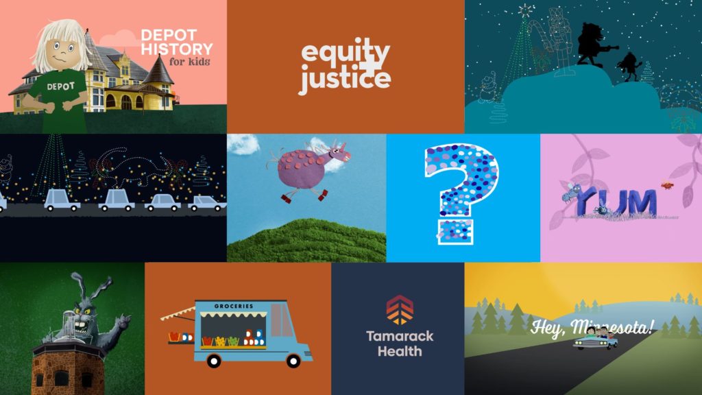 Sample of animation and motion graphics demo reel video screens